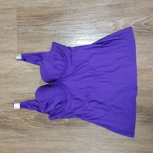 (30DD) Panache Swim Empire Waist Tankini Top Beach Pool Flattering Support